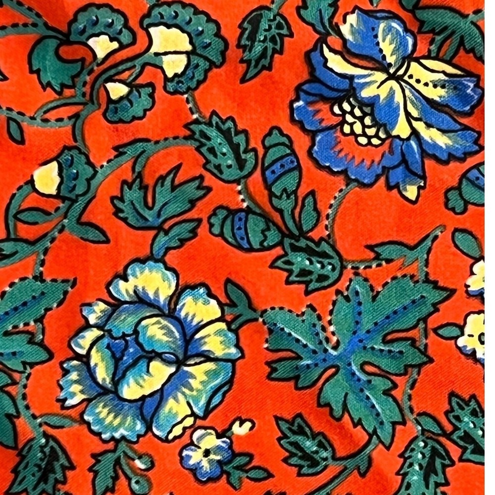 VTG AXCESS Womens 30x30 Floral Square Scarf Hankerchief Red Blue Flowers Retro